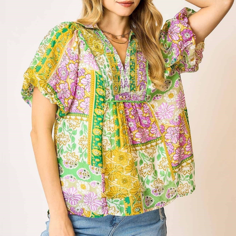 Umgee Boho-Chic Honey Mix Blouse